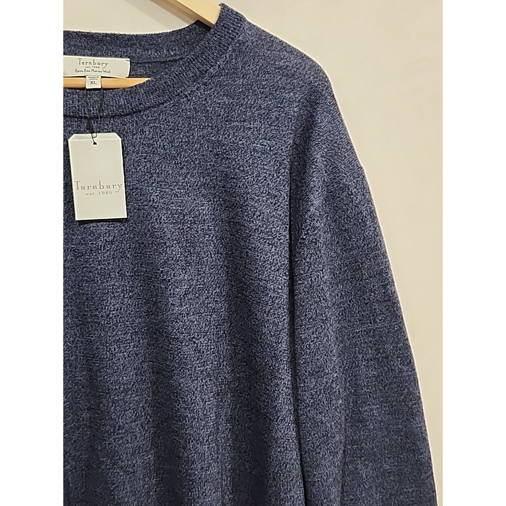 Turnbury NWT‎ Extra Fine Merino Wool Sweater Mens XL Dark Blue Round Neck Soft - Picture 4 of 12